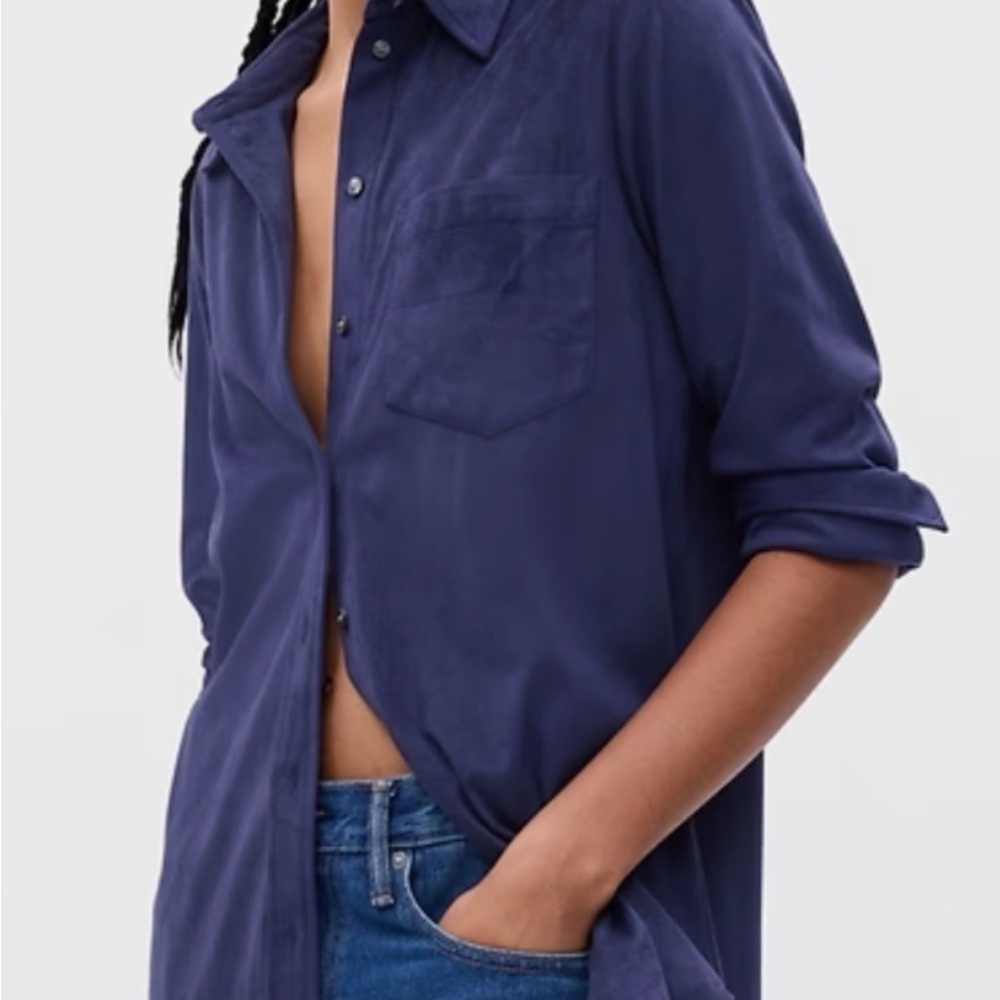 GAP Women's Navy suede Button Down Shirt
